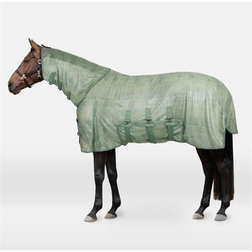 Deka proti hmyzu Horze Defender SS 26, s krkem, zelená - vel. 155/205 cm Deka síťovaná Horze Defender s krkem, SS 26, zelená, 155 cm