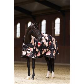 Nepromokavá deka s fleecem IRH AW 2025/26 Super-Dry, černá s kytkami