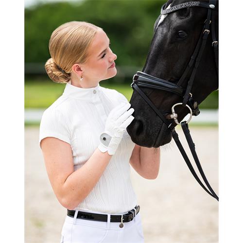 Dámské závodní triko QHP Kynlee, SS 26, bílé - vel. 42 Dámské závodní triko QHP Kynlee SS 26, bílé, vel. 42