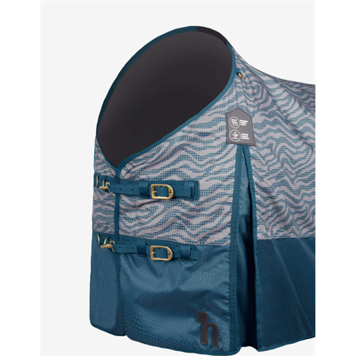 Nepromokavá deka Horze Nevada 0 g, šedo-petrolejová - vel. 125 cm Deka nepr. Horze Nevada, 0gr, šedá-petrol. 125 cm