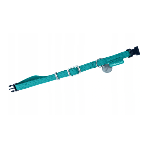 Kožený obojek podložený nylonem Zolux Mac Leather, tyrkysový - 45-68 cm / 2,5 cm Obojek MAC LEATHER kožený podložený, tyrkysová.