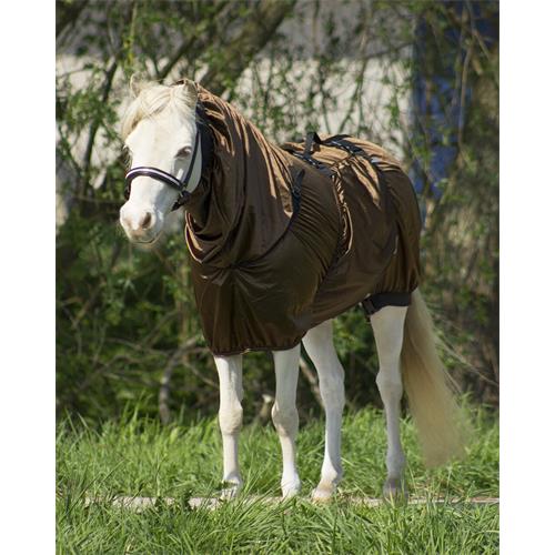 Ekzémová deka QHP s krkem, hnědá - 125/165 cm Deka ekzémová QHP, hnědá, vel. 125/165 cm