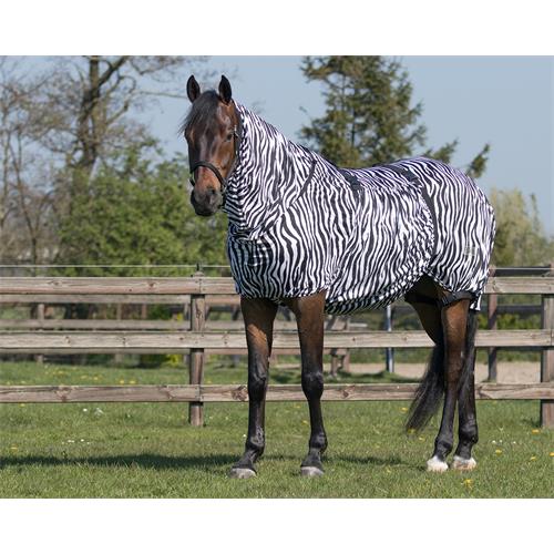 Ekzémová deka QHP s krkem, zebra - 145/195 cm Deka ekzémová QHP, zebra, vel. 145/195 cm