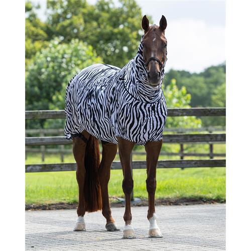 Ekzémová deka QHP s krkem, zebra - 155/205 cm Deka ekzémová QHP, zebra, vel. 155/205 cm