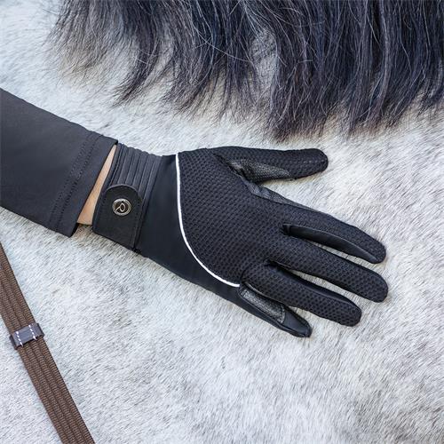 Jezdecké rukavice QHP Air-flow S/S 2025, černé - vel. XL Rukavice jezdecké letní Air-flow QHP SS 2025, černé, XL