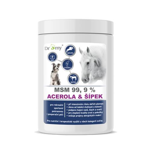 Doplněk pro koně Dromy MSM + Acerola se šípkem, 1kg Doplněk pro koně Dromy MSM + Acerola se šípkem, 1kg