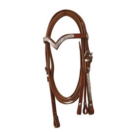 Westernová uzdečka s otěžemi Lakota, hnědá se zdobením