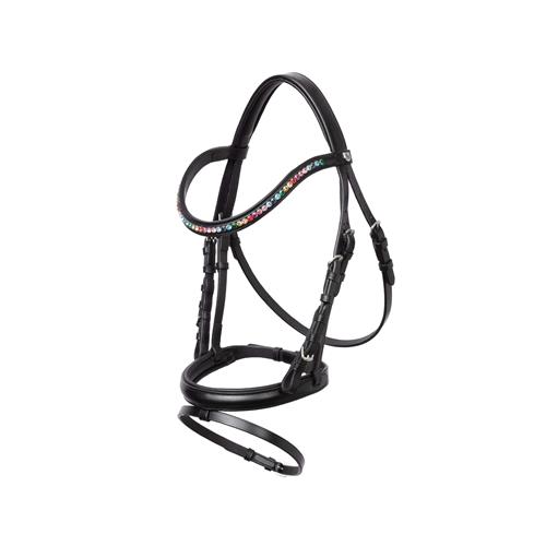Kožená uzdečka Horze Rainbow Dash, černá - vel. Pony Uzdečka Horze Rainbow Dash, černá