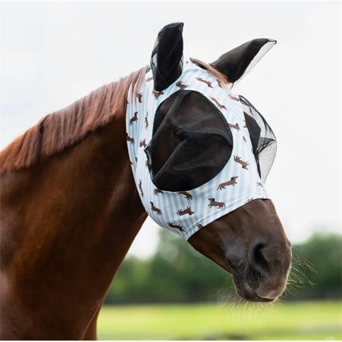 Elastická maska proti hmyzu QHP Stable Buddy, SS 26, s jezevčíky - vel. Cob Maska proti hmyzu elastická QHP, Stable Buddy SS 26, vel. Cob