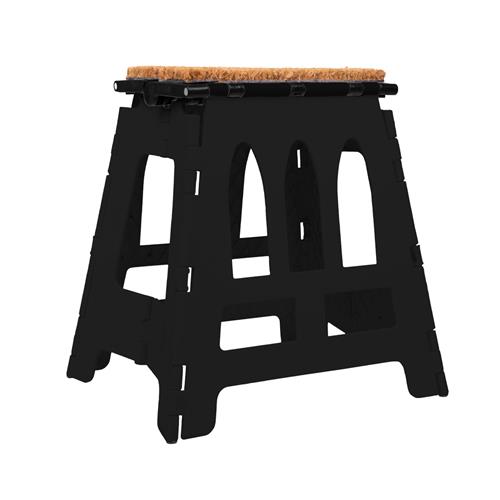 Skládací stolička s rohožkou QHP, černá Skládací stolička s rohožkou QHP, černá