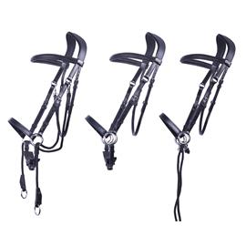 Bezudidlová kožená uzdečka QHP Ceto, černá