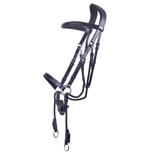 Bezudidlová kožená uzdečka QHP Ceto, černá - vel. Full Bezudidlová uzdečka QHP Ceto, černá, vel. Full