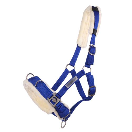 Lonžovací ohlávka s beránkem QHP, modrá - vel. Pony