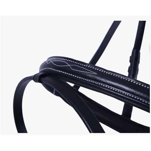 Kožená uzdečka QHP s prošíváním, černá - vel. Pony Uzdečka kožená QHP s proš., vel. Pony