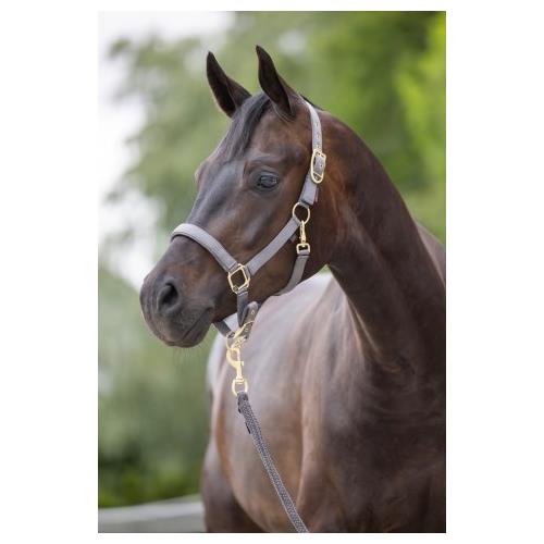 Nylonová ohlávka Covalliero Classy, šedá - vel. Cob Ohlávka Covalliero Classy, šedá, Cob