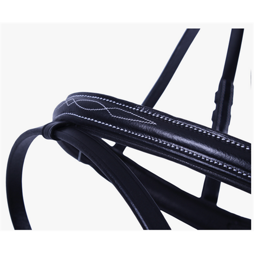 Kožená uzdečka QHP s prošíváním, černá - vel. Full Uzdečka kožená QHP s proš., černá, vel. Full