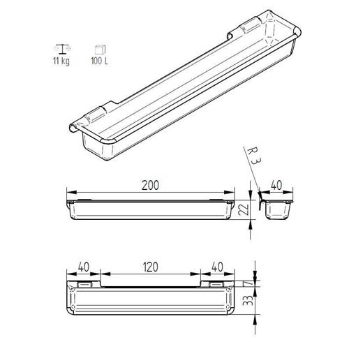 Závěsný krmný žlab OK plast, pro koně, skot a ovce 200cm, 100 ltr. Závěsný krmný žlab OK plast, pro koně, skot a ovce 200cm, 100 ltr.