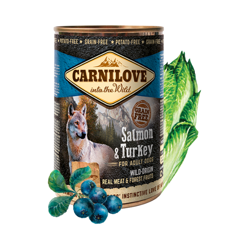 Carnilove Wild konzerva pro psy Meat Salmon & Turkey, 400g Konzerva pro psy Carnilove losos a krocan, 400 g