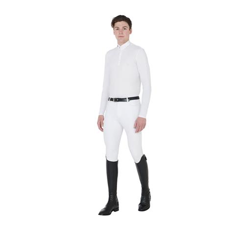 Pánská závodní košile Equestro Nestor, bílá - vel. L Triko s dl. rukávem pánské Equestro, bílé, vel. L