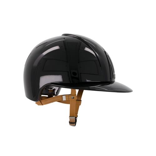 Bezpečnostní jezdecká přilba KEP Italia Smart Nova Polish Polo, černá s hnědými řemínky - M, vel. 52 Přilba bez. KEP Smart Nova Polish Polo, černá/hnědá, vel. M, 52