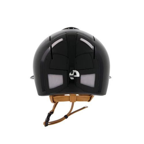 Bezpečnostní jezdecká přilba KEP Italia Smart Nova Polish Polo, černá s hnědými řemínky - M, vel. 57 Přilba bez. KEP Smart Nova Polish Polo, černá/hnědá, vel. M, 57