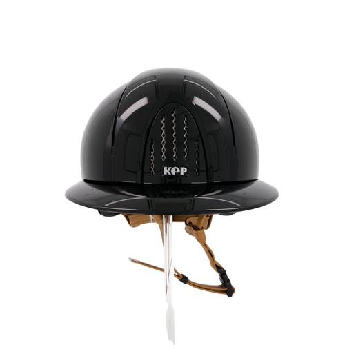 Bezpečnostní jezdecká přilba KEP Italia Smart Nova Polish Polo, černá s hnědými řemínky - M, vel. 58 Přilba bez. KEP Smart Nova Polish Polo, černá/hnědá, vel. M, 58