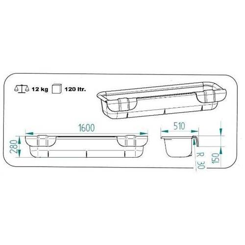 Závěsný krmný žlab OK plast, pro koně, skot a ovce 160cm, 120 ltr. Závěsný krmný žlab OK plast, pro koně, skot a ovce 160cm, 120 ltr.