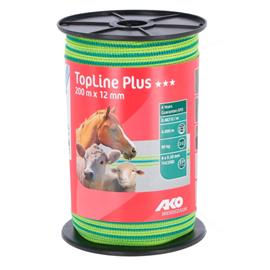 Polyetylenová páska pro elektrické ohradníky TopLine Plus 12 mm, neon. žlutozelená-modrá 200 m