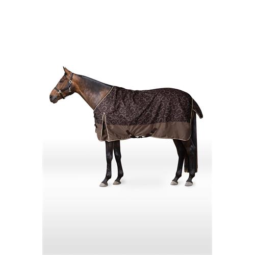 Nepromokavá deka Horze Glasgow AW 25/26, 0 gr, hnědá s podkovami - vel. 135/185 Deka nepromokavá Horze AW 25/26 Glasgow, 0g, vel. 135/185 XX