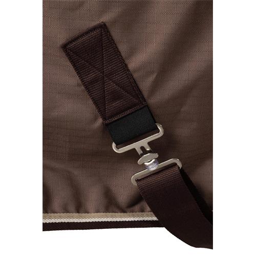 Nepromokavá deka Horze Glasgow AW 25/26, 0 gr, hnědá s podkovami - vel. 135/185 Deka nepromokavá Horze AW 25/26 Glasgow, 0g, vel. 135/185 XX