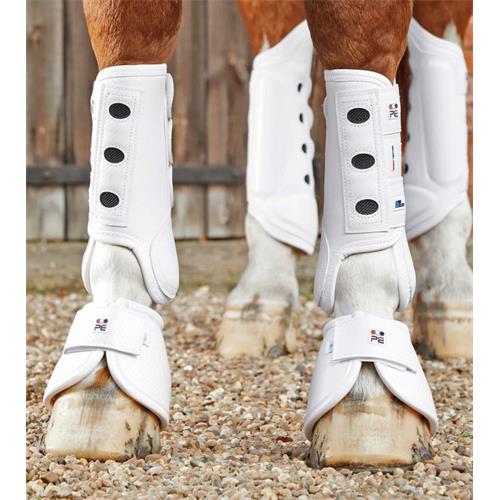 Přední krosové chrániče Premier Equine Carbon Air-Tech, bílé - vel. L