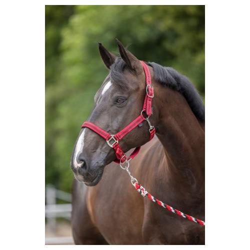 Ohlávka pro koně Mustang, stavitelná, červená - vel. Full Ohlávka pro koně nylon, Mustang, podložená dvakrát stavitelná vínová, vel. Full