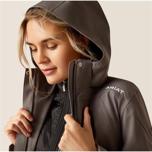 Dámská nepromokavá bunda Ariat Coastal AW 26, šedá - vel. M Bunda nepromokavá Ariat Coastal, tm. šedá, vel. M