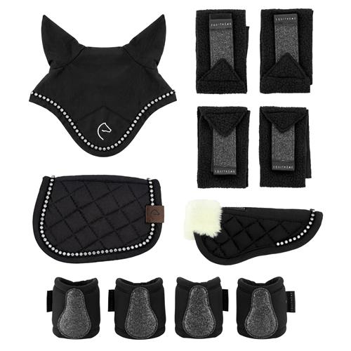 Set dečka, čabraka, beránek, bandáže a kamaše Pony Academy, černý Set dečka, čabraka, beránek, bandáže a kamaše Pony Academy, černý