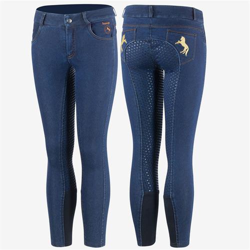 Dětské jezdecké rajtky Horze Annika, denimové - vel. 160 Rajtky dětské Horze Annika, denim, vel. 160