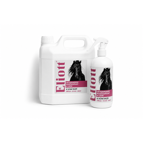 Rozčesávač a lesk veterinární s vůní růží Eliott - 500 ml Rozčesávač a lesk s vůní růží Eliott, 500 ml