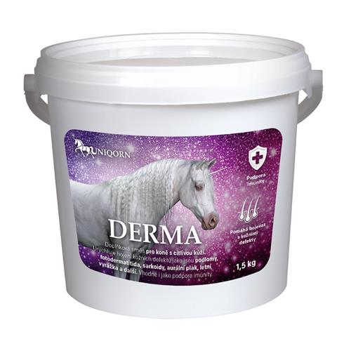 Doplněk pro koně Uniqorn Derma, 1,5 kg - Před expirací nebo datem minimální trvanlivosti Doplněk pro koně Uniqorn Derma, 1,5 kg