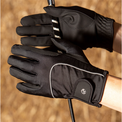 Jezdecké rukavice Harrys Horse AllGrip, černé - vel. M Rukavice jezdecké HH Allgrip, černé, M