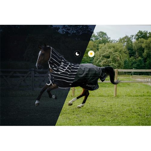 Nepromokavá deka Equithéme Tyrex Lumin, 0gr, AW 26/27, černá - vel. 125 cm Nepromokavá deka Equitheme Tyrex Lumin AW 26/27, 0gr, černá, vel. 125