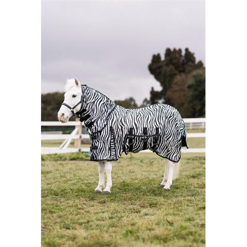 Deka proti hmyzu Horze Defender Pony, s krkem, zebra - vel. 85 cm Deka síťovaná Horze Defender s krkem, zebra 85 cm