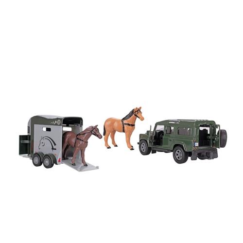 Auto Land Rover- kov, s přívěsem pro koně Auto Land Rover- kov, s přívěsem pro koně