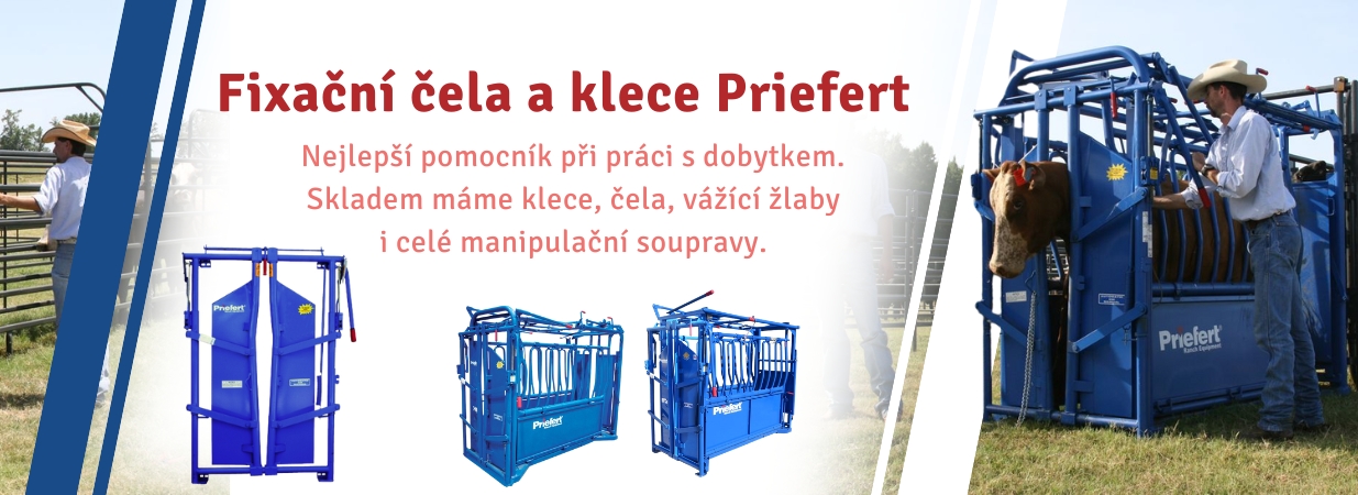 Fixační čela a klece Priefert