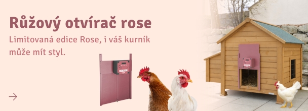 Růžový otevírač dvířek do kurníku rose